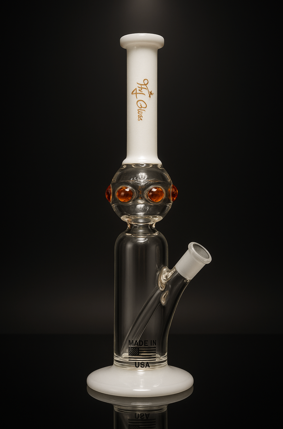 Fly Glass White Top Beaker Tube with Amber Marbles