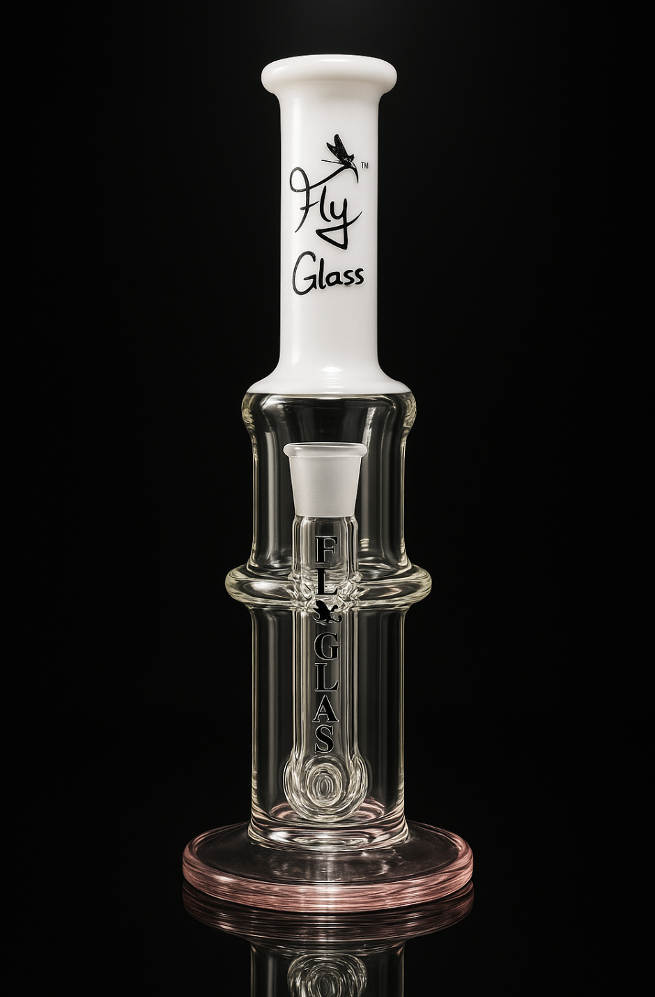 Fly Glass White Top Straight Tube with Inline Perc