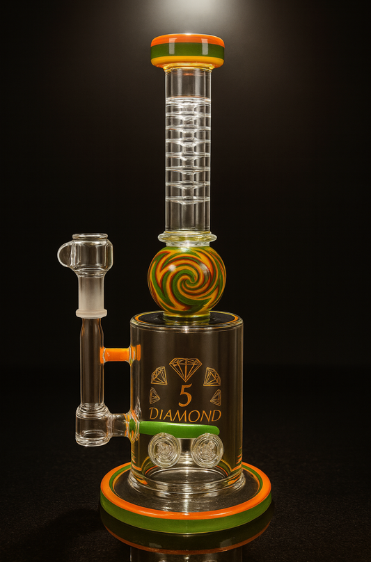 5 Diamond Rasta Matrix Perc Straight Tube