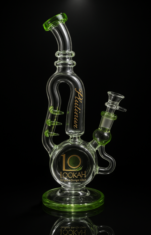 Lookah Bong 14" Disc Perc Saxophone Donut Recycler Water Pipe