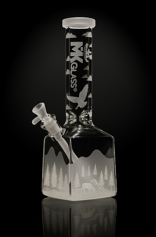 MK100 Glass Icy Mountain Sand Blasted 14" Beaker Bong