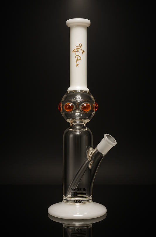 Fly Glass White Top Beaker Tube with Amber Marbles