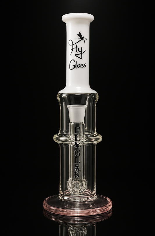 Fly Glass White Top Straight Tube with Inline Perc