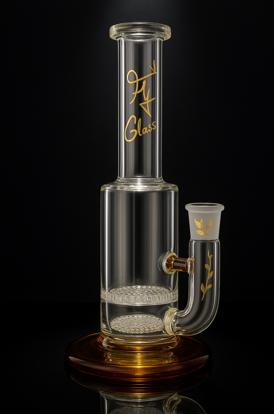 Fly Glass Tall Straight Tube with Inline Perc and Amber Base