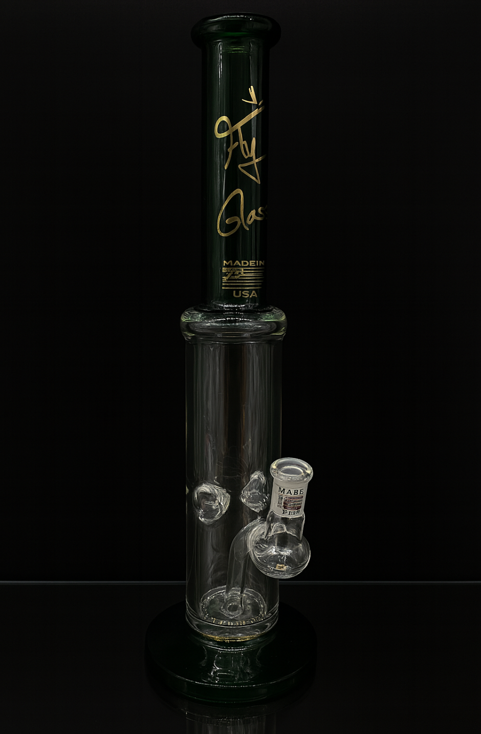 Fly Glass Dark Emerald Straight Tube with Ice Pinches