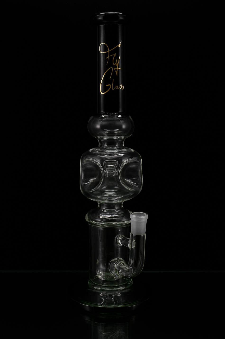 Fly Glass Black Double Bubble Straight Tube