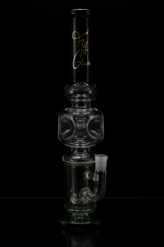 Fly Glass Black Double Bubble Straight Tube