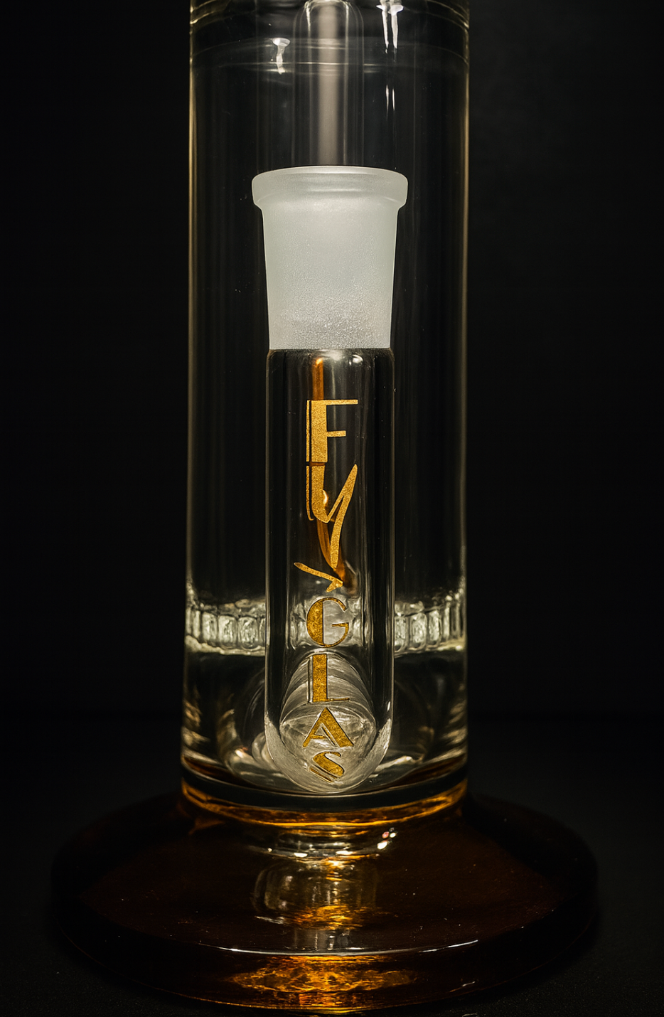 Fly Glass Tall Straight Tube with Inline Perc and Amber Base